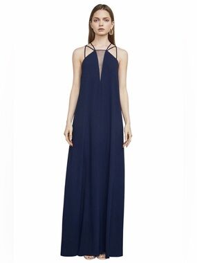 BCBGMaxAzria Navy Strappy Halter Maxi Dress